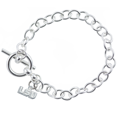 Sterling Silver 7 1/2in LSU Link Bracelet