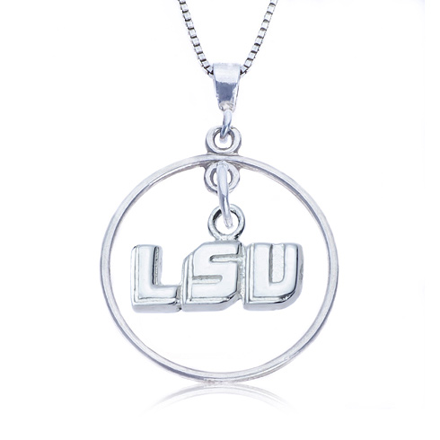 Sterling Silver 16in Open Drop LSU Necklace