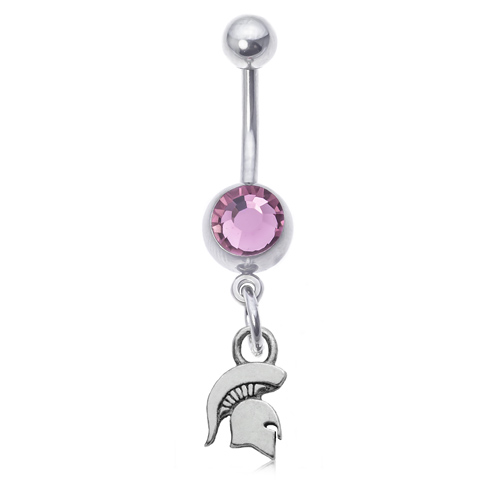 Michigan State University Pink Belly Button Ring