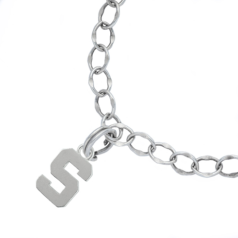 Sterling Silver 7 1/2in Michigan State University S Charm Bracelet