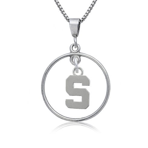 Sterling Silver 16in Michigan State University Open Drop Necklace