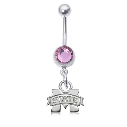 Mississippi State University Pink Belly Button Ring