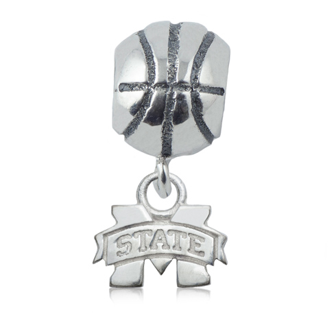 Sterling Silver Mississippi State University Basketball Bead