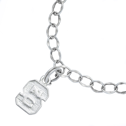Sterling Silver 7 1/2in North Carolina State University Charm Bracelet