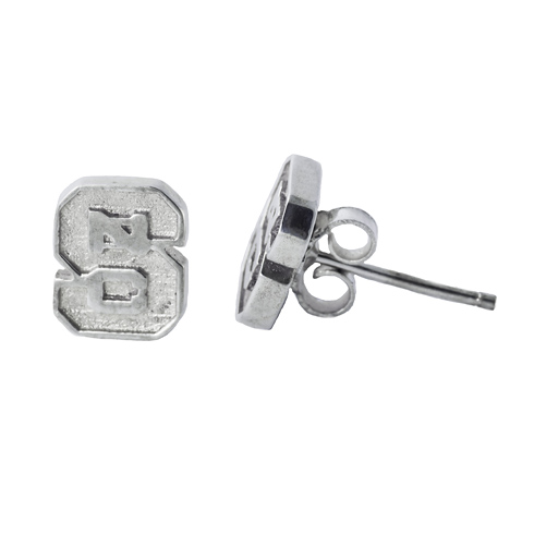 Sterling Silver NC State University Post Earrings