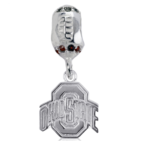 Sterling Silver Ohio State University Football Charm Bead