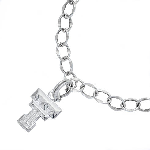 Sterling Silver 7 1/2in Texas Tech University Charm Bracelet