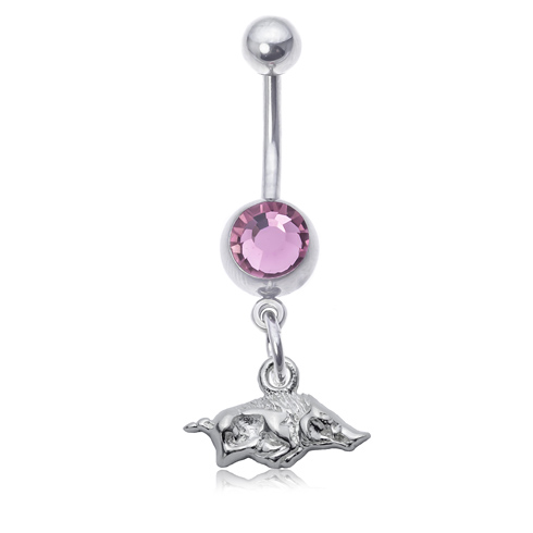 University of Arkansas Pink Belly Button Ring