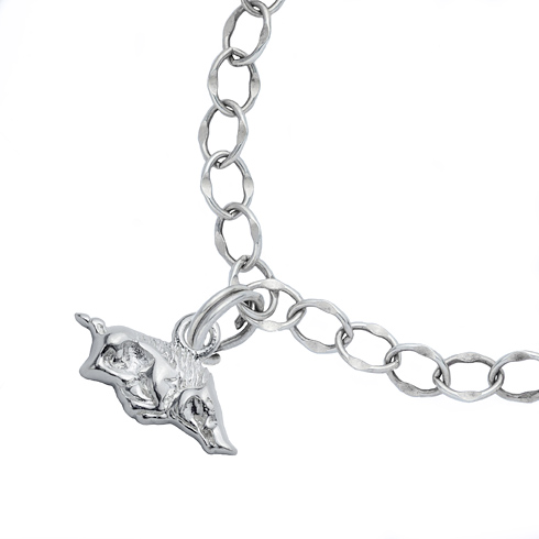 Sterling Silver 7 1/2in University of Arkansas Charm Bracelet