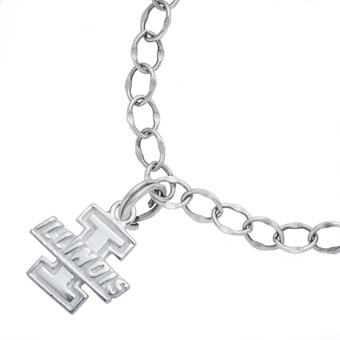 Sterling Silver 7 1/2in University of Illinois Charm Bracelet UIL6119A