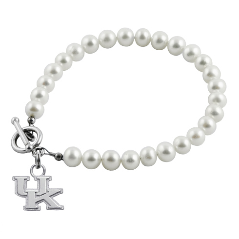 Sterling Silver University of Kentucky White Pearl Bracelet