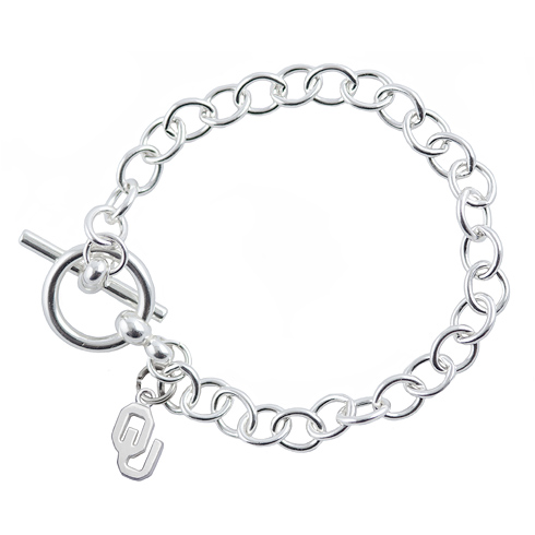 Sterling Silver 7 1/2in University of Oklahoma Link Bracelet