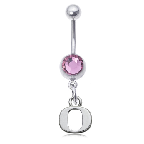 University of Oregon Pink Belly Button Ring