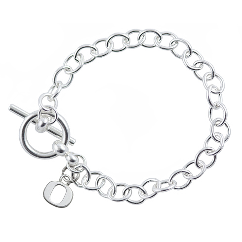 Sterling Silver 7 1/2in University of Oregon Link Bracelet