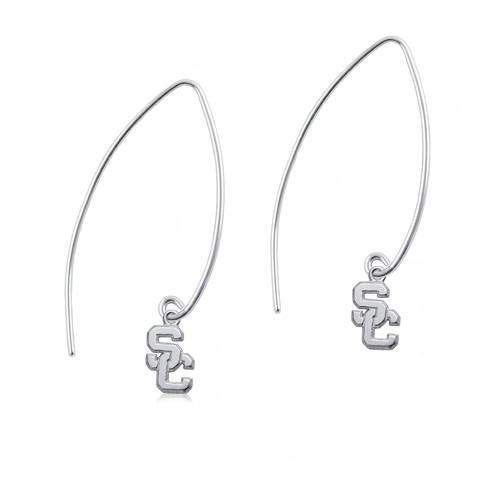 Sterling Silver USC Long Fishhook Earrings