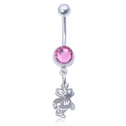 University of Wisconsin Belly Pink Button Ring