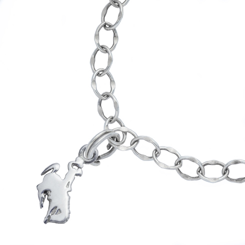 Sterling Silver 7 1/2in University of Wyoming Charm Bracelet