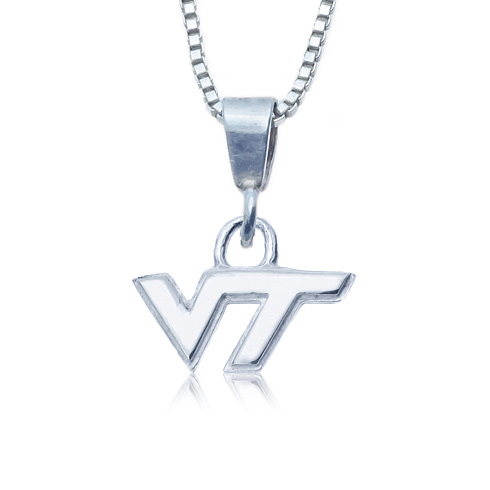 Sterling Silver 16in Charm Virginia Tech Necklace