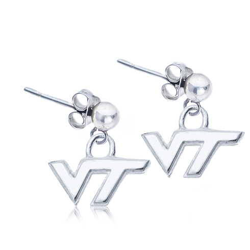Sterling Silver Post Dangle Virginia Tech Earrings