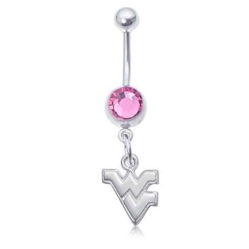 West Virginia University Pink Belly Button Ring