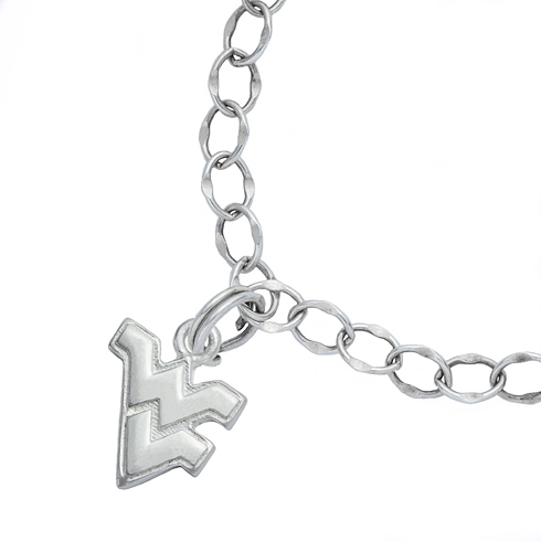 Sterling Silver 7.5in West Virginia University Charm Bracelet