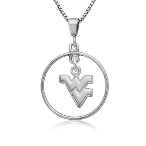 Sterling Silver West Virginia University Open Drop Necklace