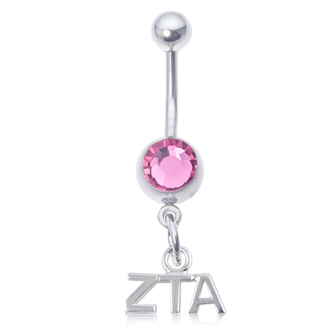 Zeta Tau Alpha Pink Belly Button Ring