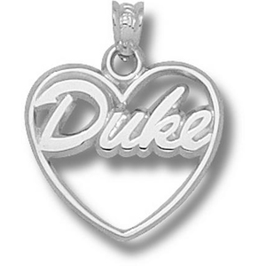 Sterling Silver 5/8in Duke University Heart Pendant
