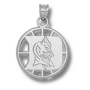 Sterling Silver 5/8in Duke University Pierced Basketball Pendant