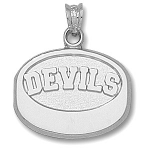 New Jersey Devils Puck Pendant 5/8in Sterling Silver