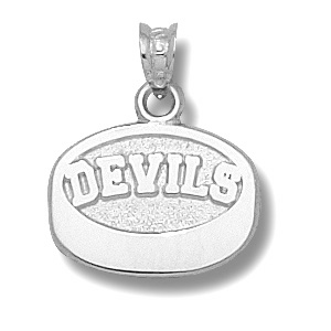New Jersey Devils 7/16in Sterling Silver Puck Pendant