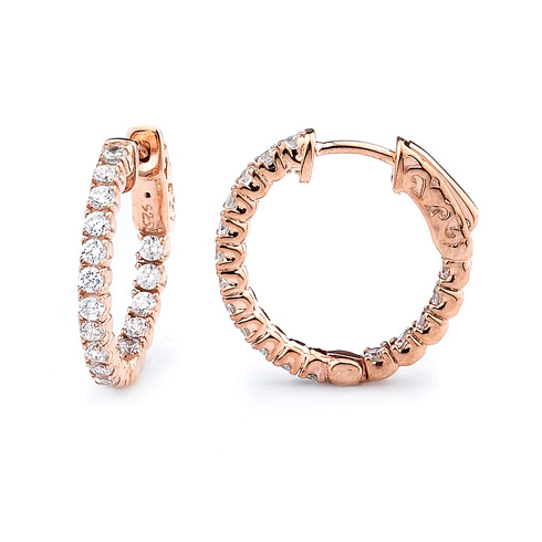 Sterling Silver Rose Gold-Plated 1.0 ct Cubic Zirconia Hoop Earrings