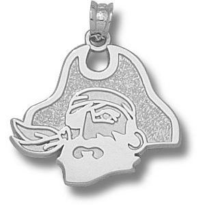 Sterling Silver 5/8in East Carolina Pirates Head Pendant
