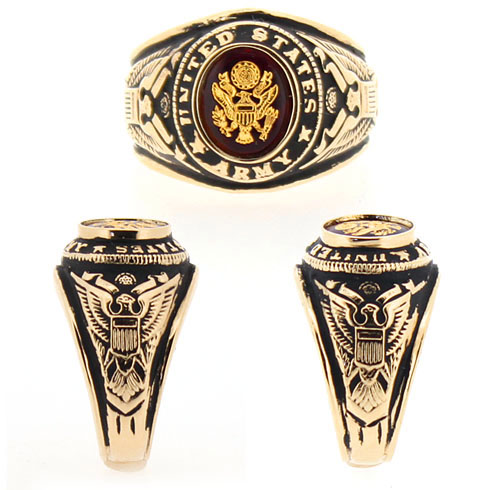 Gold Plated Brass Army Ring