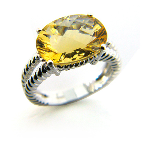 6.44 CT Citrine Ring - 14kt White Gold