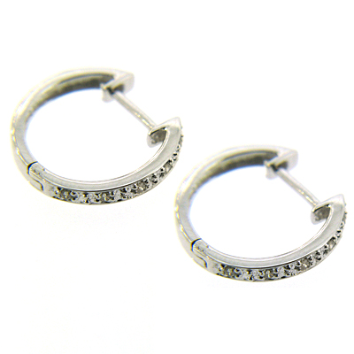 1/10 CT TW Hoop Diamond Earrings - 14kt White Gold