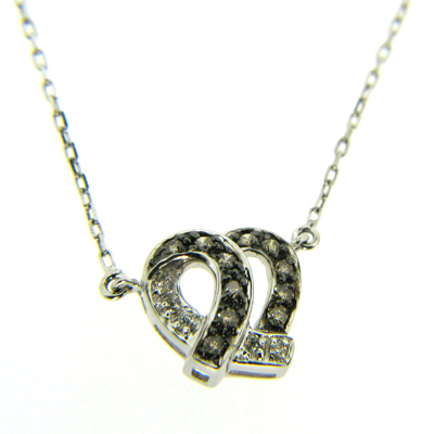 14kt White Gold White and Chocolate Diamond Necklace