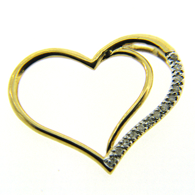 Diamond Heart Slide Pendant - 18kt Yellow Gold