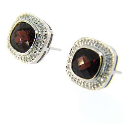 14kt White Gold 5.5 CT Garnet Earrings with Diamonds