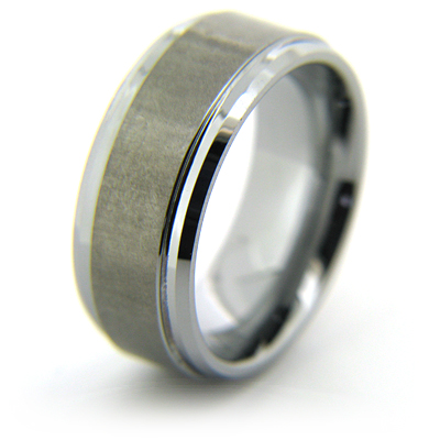 9mm Tungsten Band with Step Down Edges