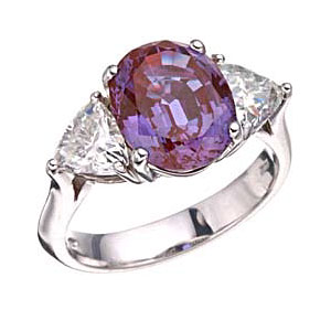 4.08 CT TW Created Alexandrite and Moissanite Ring