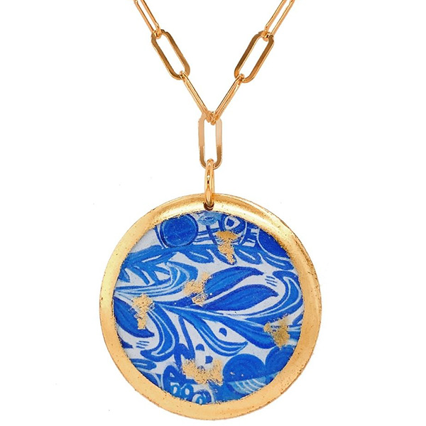 Evocateur Delft Disc Necklace 17in