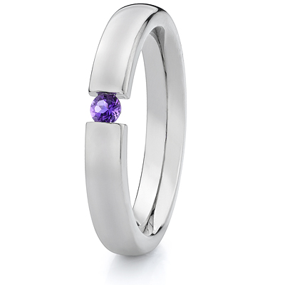 Titanium 4mm Tension Band with Amethyst