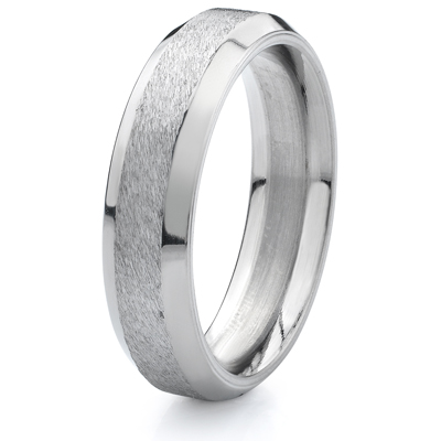 Titanium 6mm Band with Beveled Edges and Stone Finish