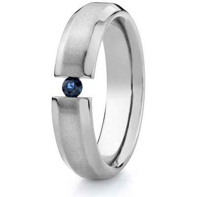 Titanium 6mm Tension Band with Blue Sapphire
