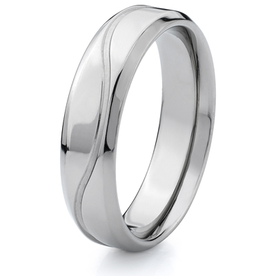 Titanium 6mm Band with Wavy Line