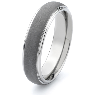 Titanium 6mm Band with Raised Center Sandblast Finish