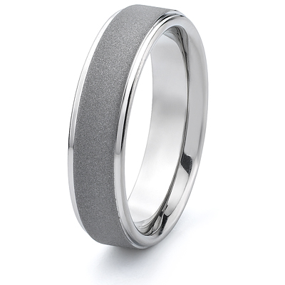 Titanium 6mm Band with Raised Center Sandblast Finish