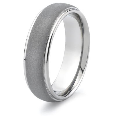 Titanium 7mm Band with Raised Center Sandblast Finish