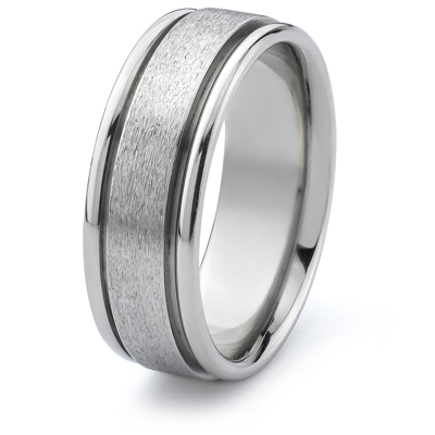 Titanium 8mm Band with Rounded Edges Stone Finish